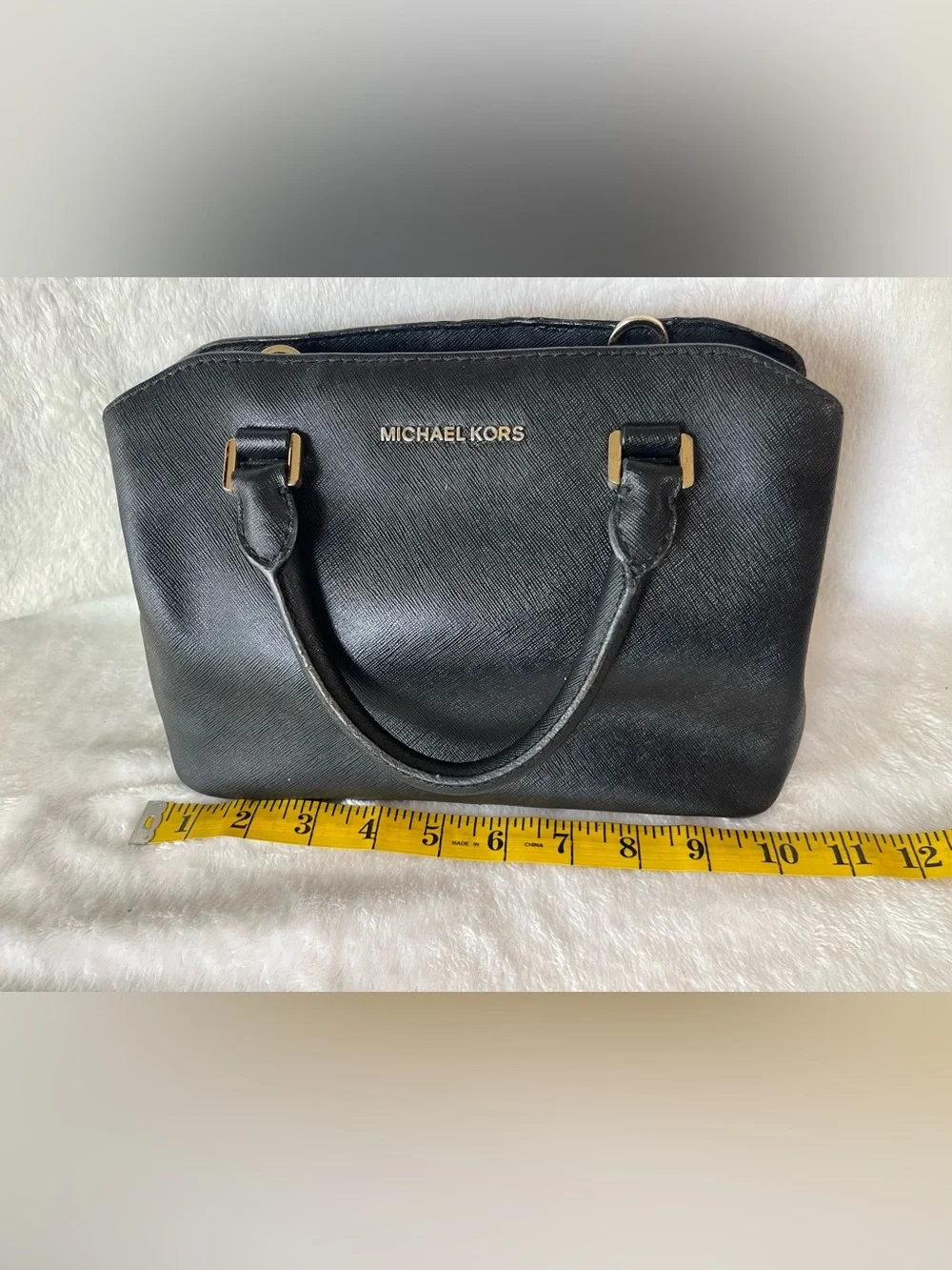 Michael Kors  handbag or Crossbody black leather purse  gold hardware